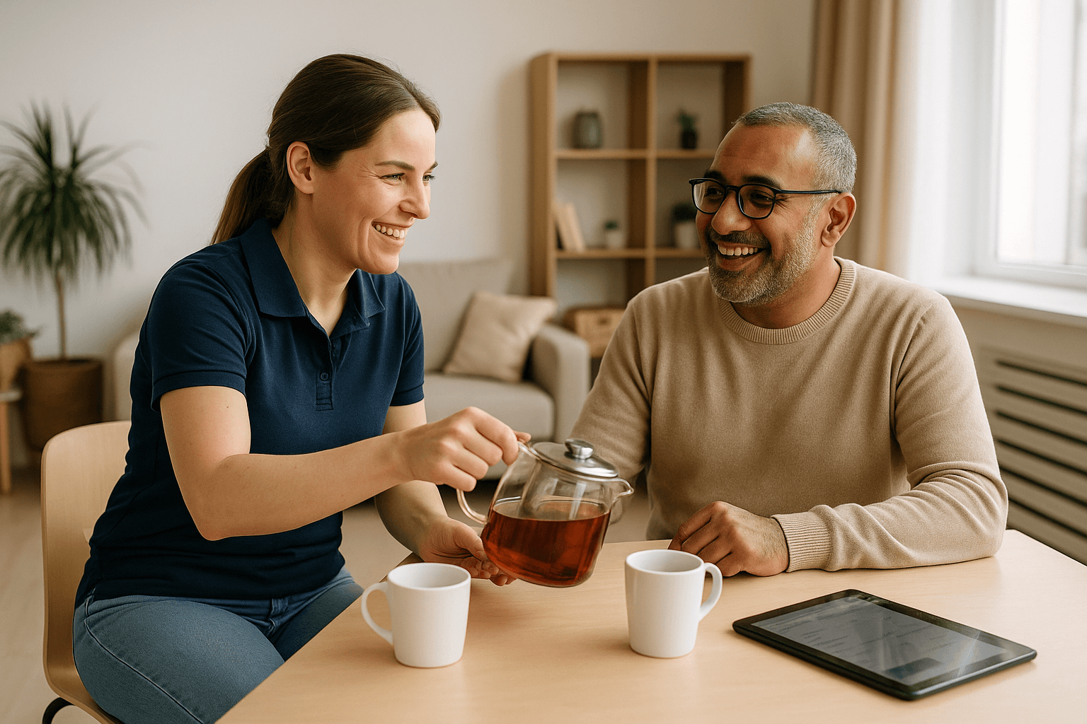 Zorgverlener ondersteunt cliënt